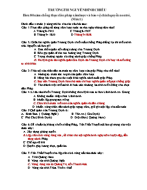 Câu hỏi trắc nghiệm môn Lịch sử lớp 5 (Mức 1) - Trường Tiểu học Nguyễn Đình Chiểu